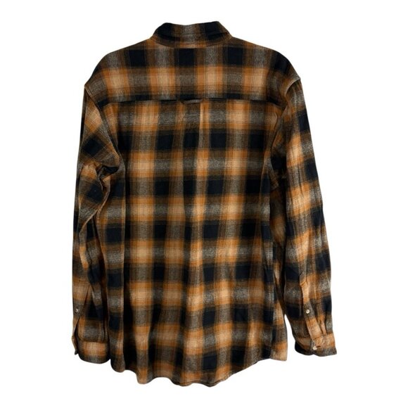 Red Head Mens Shirt Size Large Button Down Flannel Orange Black Long sleeve - Picture 10 of 10